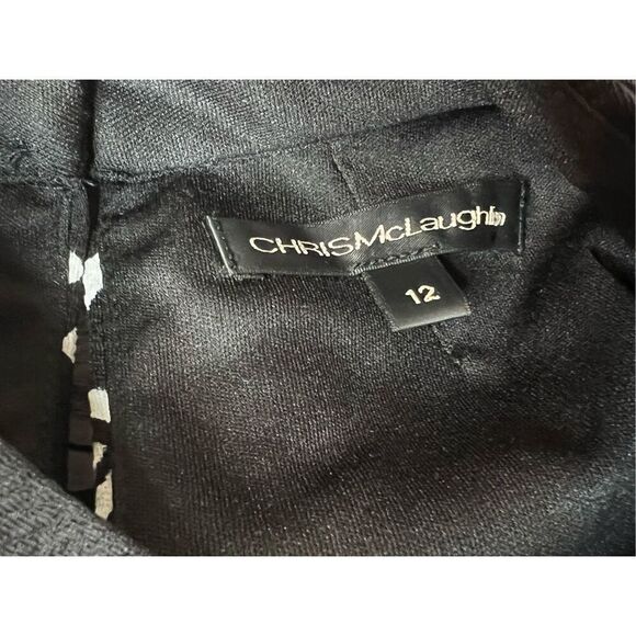 Chris McLaughlin Black White Geometrical Keyhole Shift Dress Sz 12 Pockets Moder - Picture 7 of 14